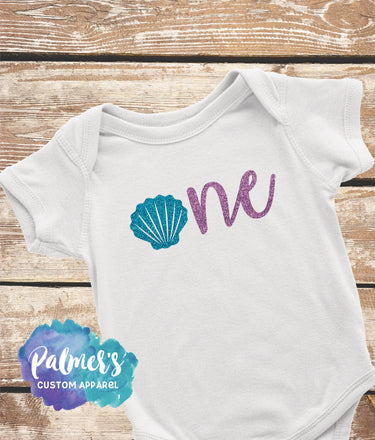 First Birthday- Girl First Birthday- Mermaid Birthday- Glitter Shell Outfit- Girl Mermaid Birthday- Girl 1st Birthday- 1st Mermaid Birthday